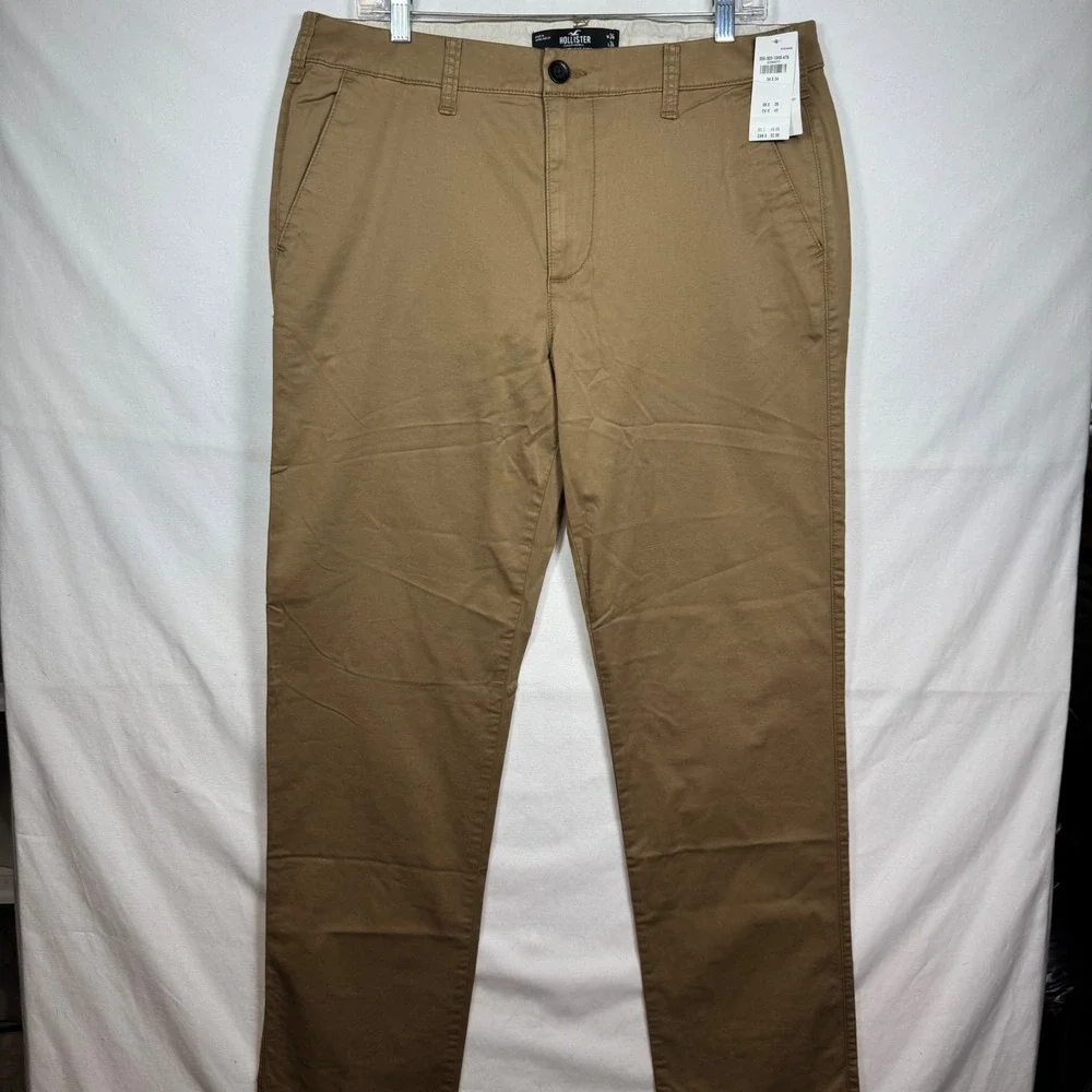 Hollister Mens Slim Straight Chino Pants‎ Epic Flex Khaki Size 34x34